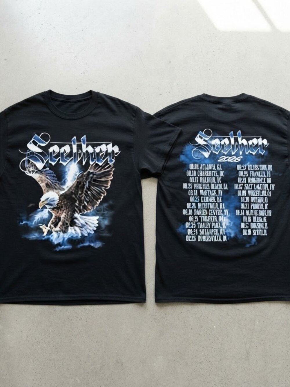 Seether Tour 2026 Eagle Graphic Black T-Shirt S-4XL